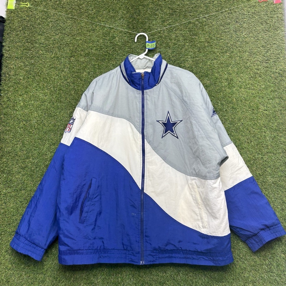Dallas Cowboys Puffer Jacket Mens XL Vintage 90s Pro Line Apex One Zip Up